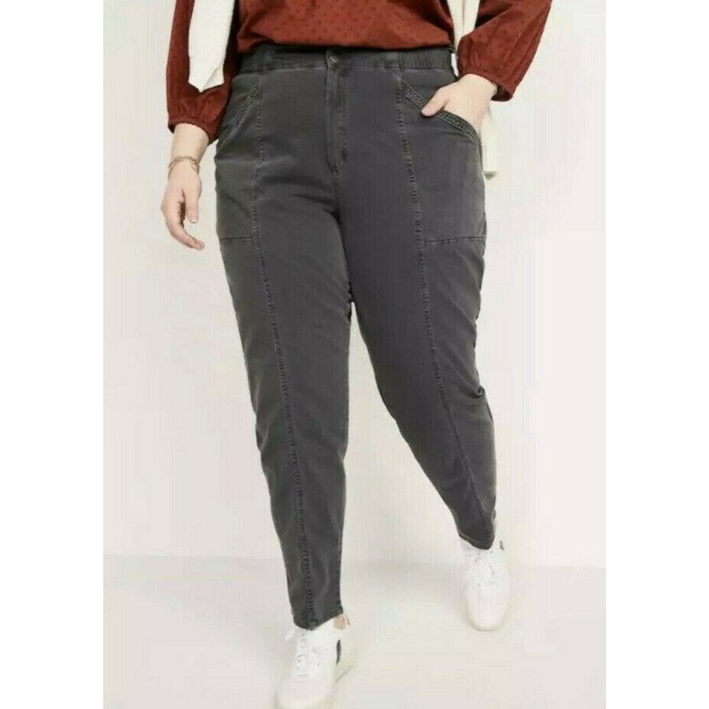 New Old Navy Womans Sz 4X High Waisted Utility Pants Pockets Stretch Waist NWT